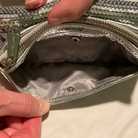 Michael Kors Silver Sequin Clutch/Wristlet/Wallet - Good Condition - 7 inches - Picture 5 of 6